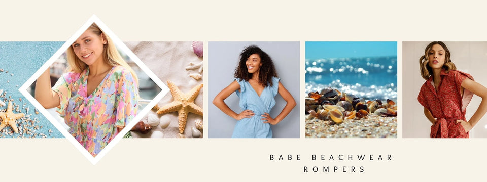 Summer Rompers collection from Beach Babes Beachwear featuring stylish and breathable rompers for beach vacations
