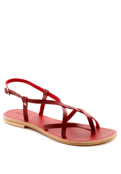 Strappy Leather Flat Sandals - Beach Babes Beachwear - Fort Lauderdale