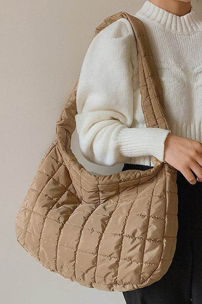 Beige Quilted Jennie Shoulder Bag - Perfect for Beach Wear - Beach Babes Beachwear - Fort Lauderdale