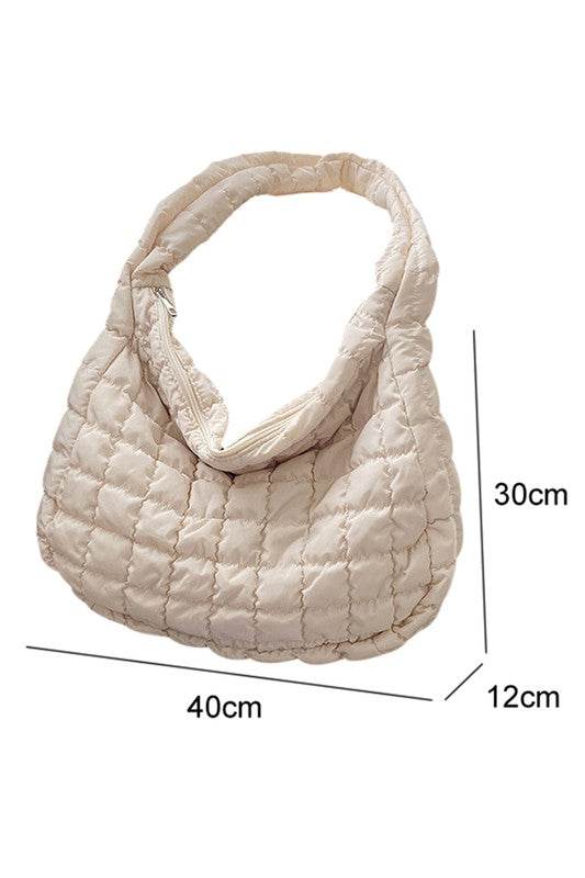 Beige Quilted Jennie Shoulder Bag - Perfect for Beach Wear - Beach Babes Beachwear - Fort Lauderdale