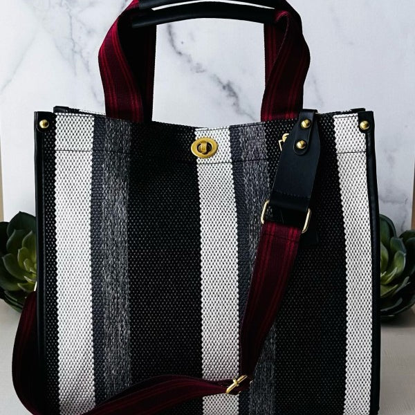 Versatile Stripe Tote: Essential Beach Wear Accessory - Beach Babes Beachwear - Fort Lauderdale