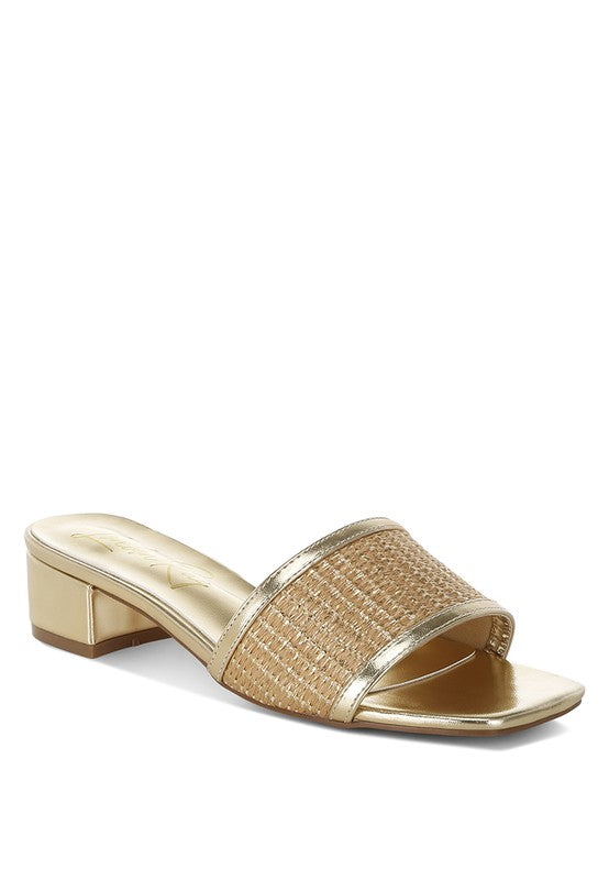 Raffia Slip on Metallic Sandals - Beach Babes Beachwear - Fort Lauderdale