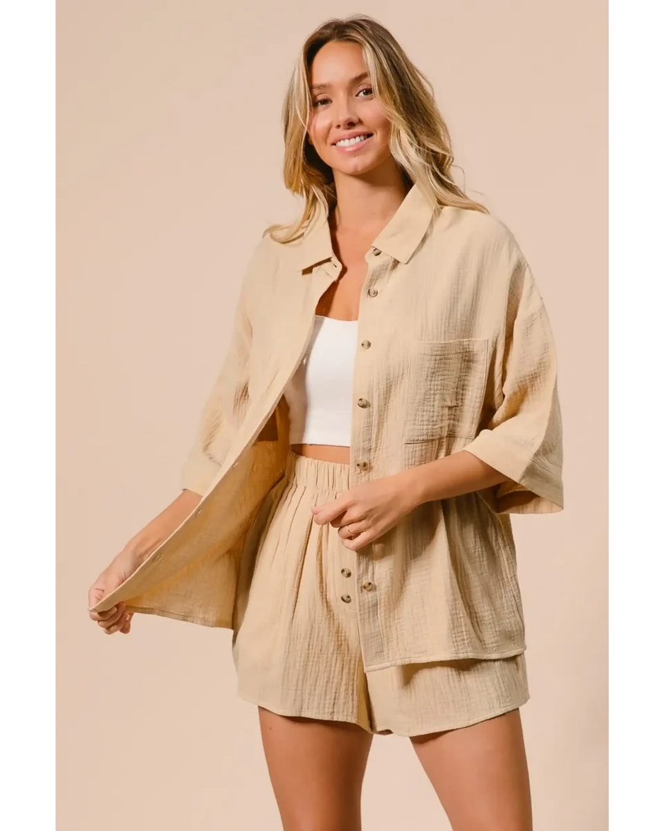 Natural Cotton Classy Short Set - Beach Babes Beachwear - Fort Lauderdale