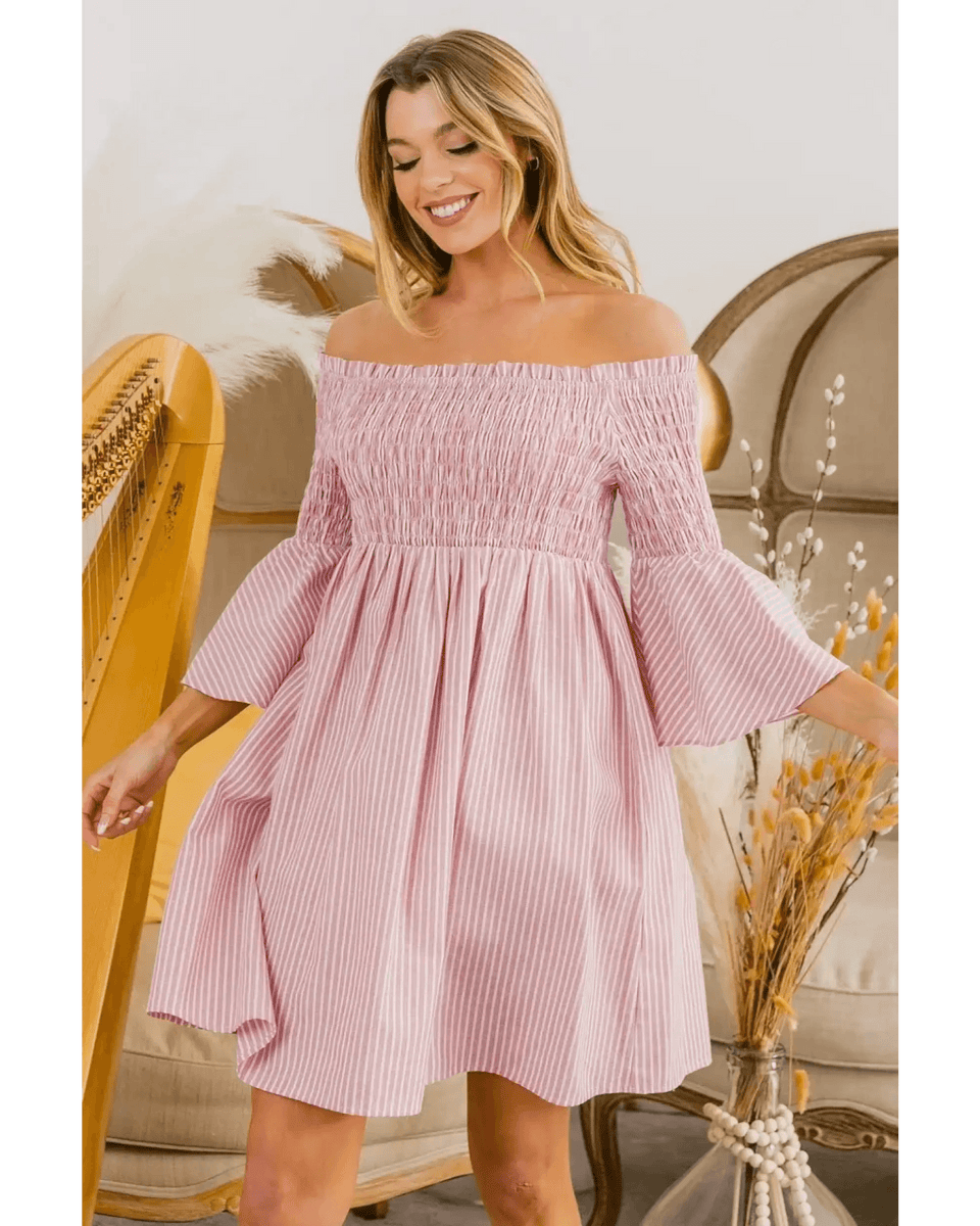 Blushing Off-Shoulder Mini Dress - Beach Babes Beachwear - Fort Lauderdale