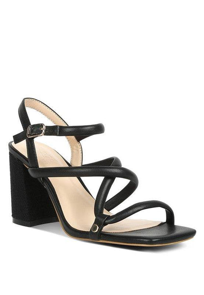 Babe Beachwear black strappy block heel summer sandals with buckle closure
