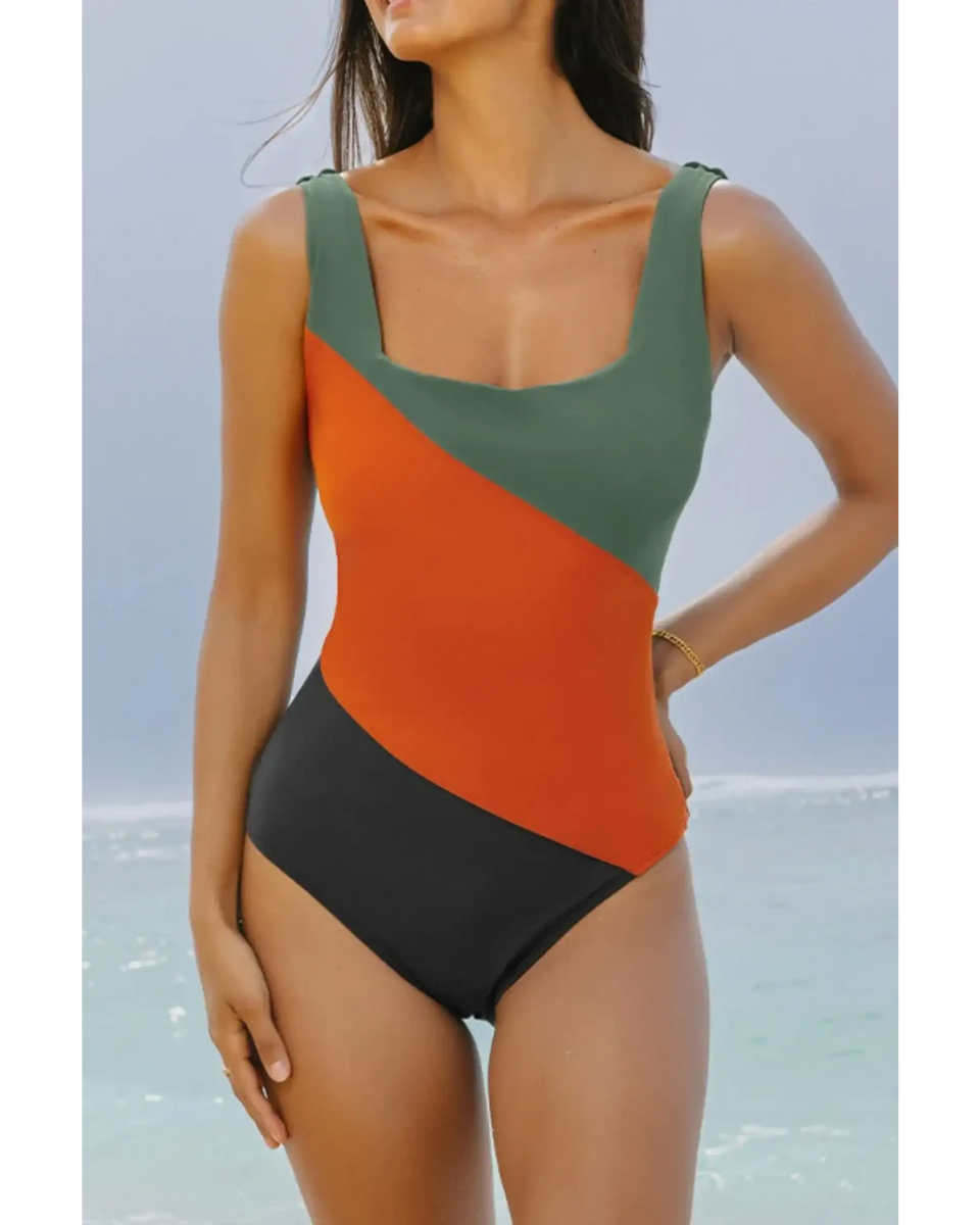 Stylish Color Block One-Piece Swimsuit - Beach Babes Beachwear - Fort Lauderdale1