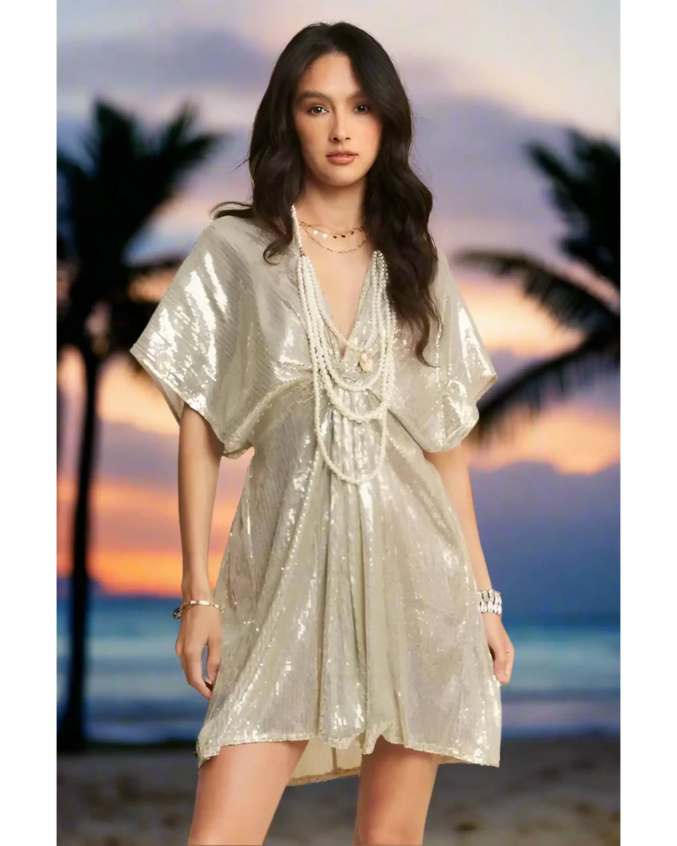 Stylish Sequin Plunge Neck Dress - Affordable Beach Fashion 2025 - Beach Babes Beachwear - Fort Lauderdale