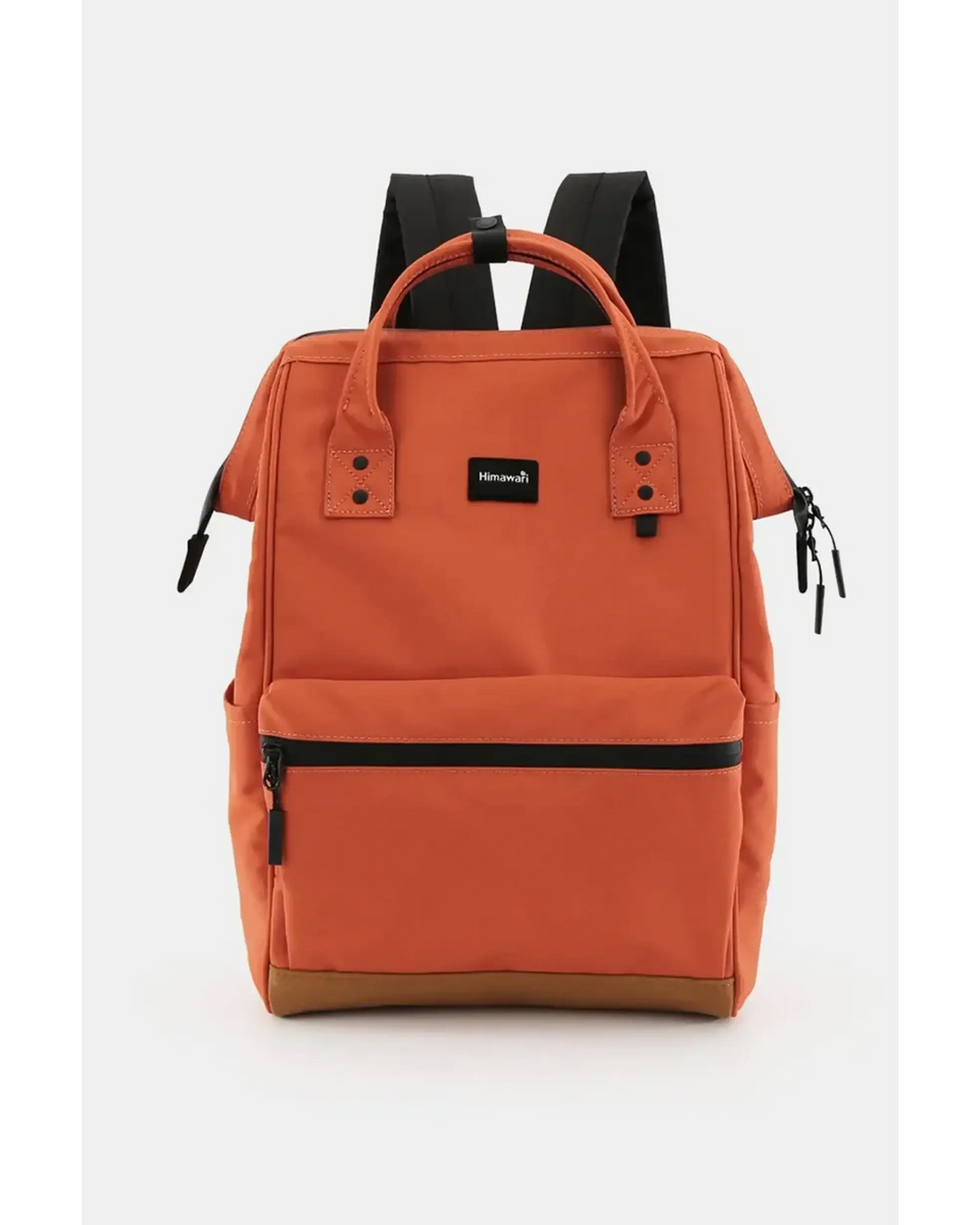 Himawari Lightweight Backpack in orange with black straps and front zipper pocket
