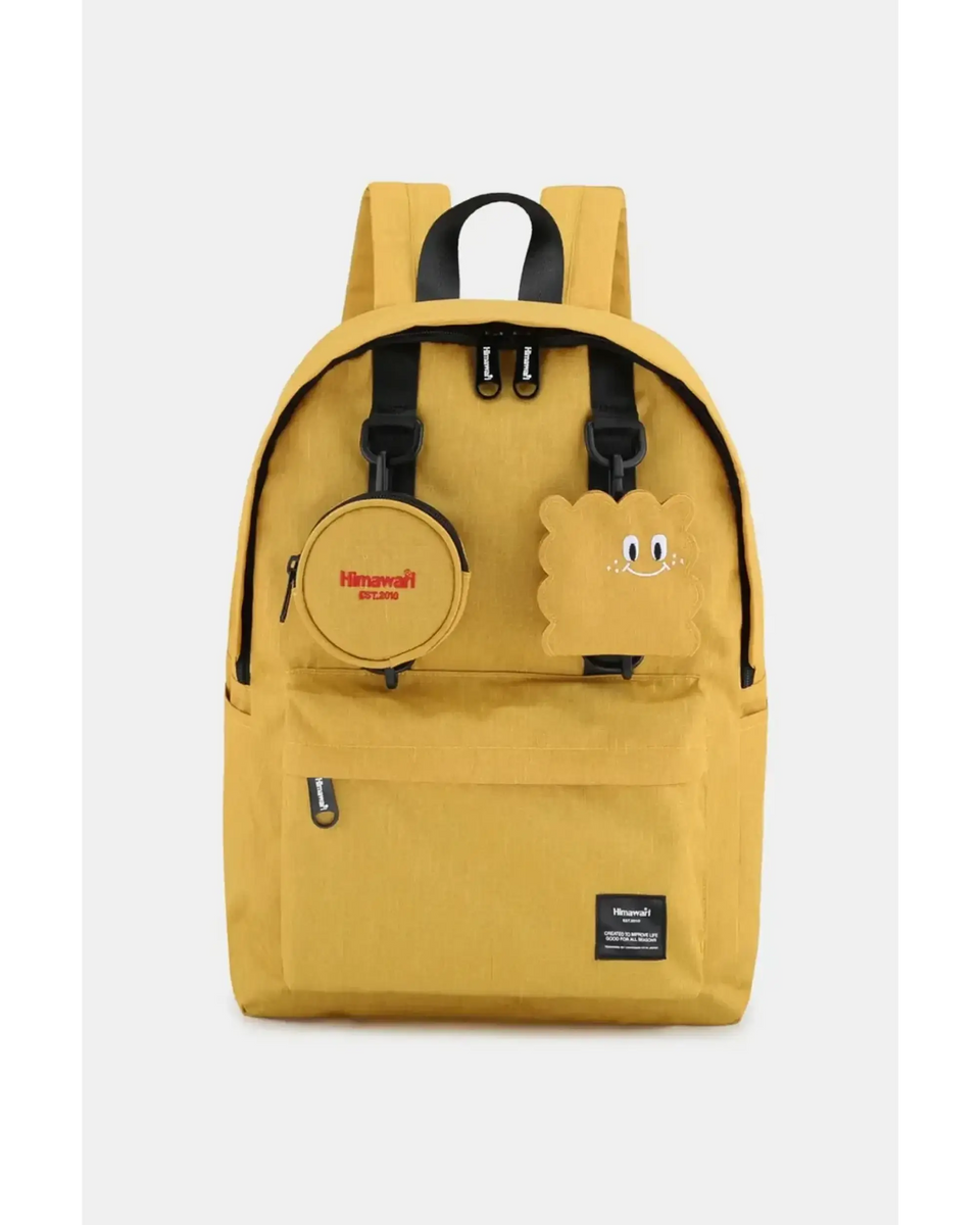 Babe Beachwear yellow medium beach backpack for school or travel with front pockets and adjustable straps