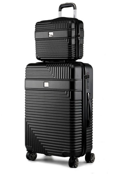 MKF Hard Case Luggage 2 Piece Set by Babe Beachwear in black with textured finish and spinner wheels