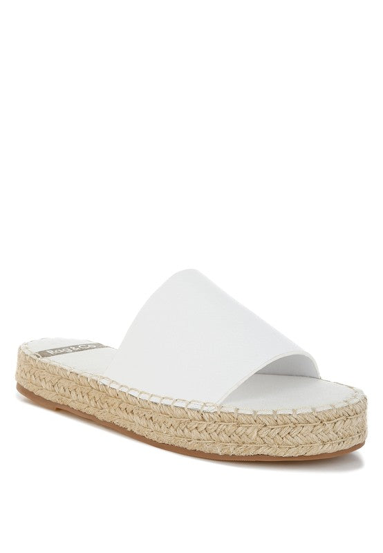 Babe Beachwaer white slip-on summer sandals with woven platform sole for casual wear