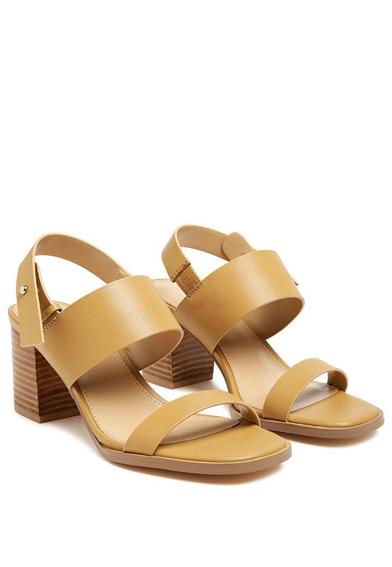 Rag Company tan slingback block heel sandals with wide strap and cushioned footbed