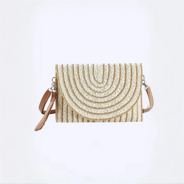 Babe Beachwear beige woven bag with leather strap resort wear accessories for women