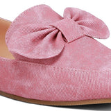 Rag Company women's denim bow loafers in pink with a large fabric bow detail on the front