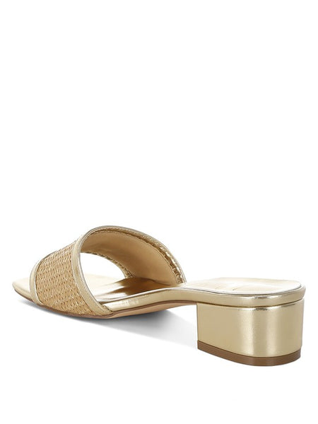 Raffia Slip on Metallic Sandals - Beach Babes Beachwear - Fort Lauderdale