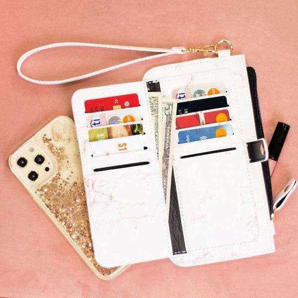 Babe Beachwaer white cruise wristlet wallet for women with multiple card slots and wrist strap