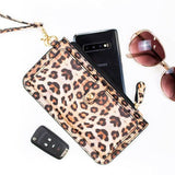 Babe Beachwear leopard print cruise wristlet wallet for women with zipper and snap closure