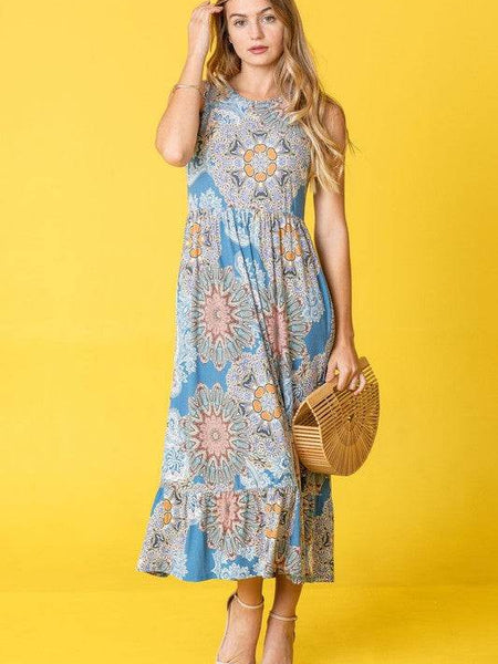 Beach Ready: Sleeveless Ruffled Hem Tea-Length Dress - Beach Babes Beachwear - Fort Lauderdale