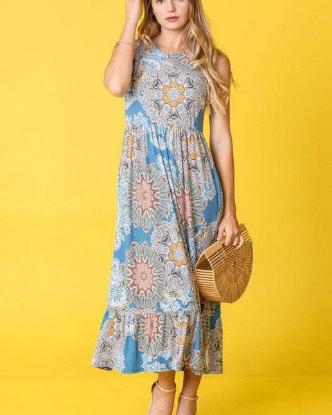 Beach Ready: Sleeveless Ruffled Hem Tea-Length Dress - Beach Babes Beachwear - Fort Lauderdale
