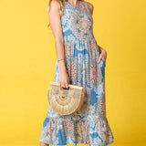 Beach Ready: Sleeveless Ruffled Hem Tea-Length Dress - Beach Babes Beachwear - Fort Lauderdale