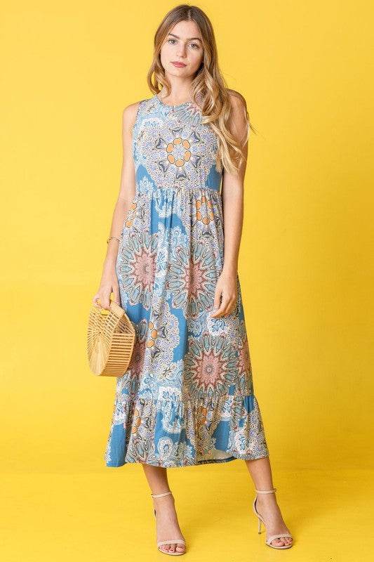 Beach Ready: Sleeveless Ruffled Hem Tea-Length Dress - Beach Babes Beachwear - Fort Lauderdale