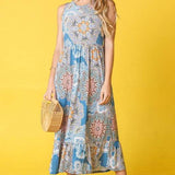 Beach Ready: Sleeveless Ruffled Hem Tea-Length Dress - Beach Babes Beachwear - Fort Lauderdale