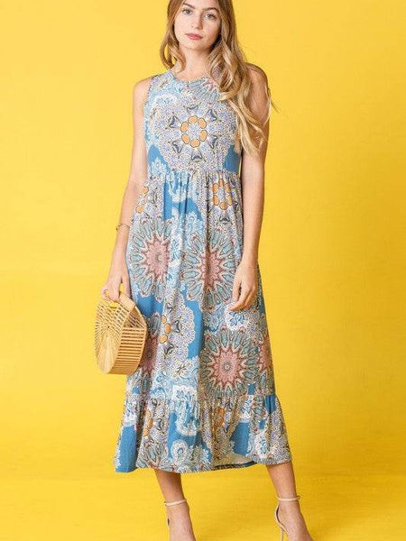 Beach Ready: Sleeveless Ruffled Hem Tea-Length Dress - Beach Babes Beachwear - Fort Lauderdale