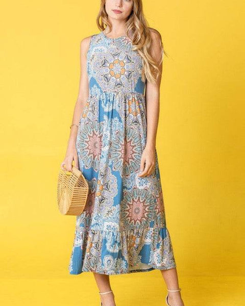 Beach Ready: Sleeveless Ruffled Hem Tea-Length Dress - Beach Babes Beachwear - Fort Lauderdale