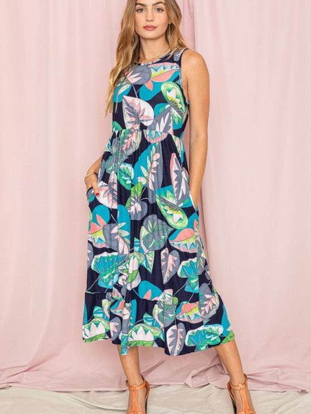 Beach Ready: Sleeveless Ruffled Hem Tea-Length Dress - Beach Babes Beachwear - Fort Lauderdale