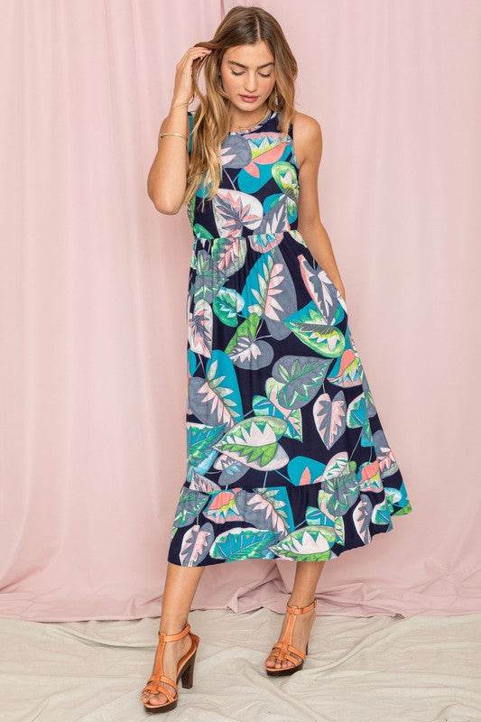 Beach Ready: Sleeveless Ruffled Hem Tea-Length Dress - Beach Babes Beachwear - Fort Lauderdale