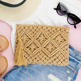 Chic Macrame Tassel Clutch for Stylish Beach Wear - Beach Babes Beachwear - Fort Lauderdale