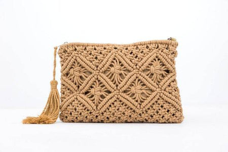 Chic Macrame Tassel Clutch for Stylish Beach Wear - Beach Babes Beachwear - Fort Lauderdale