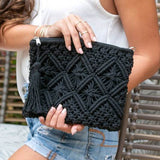 Chic Macrame Tassel Clutch for Stylish Beach Wear - Beach Babes Beachwear - Fort Lauderdale