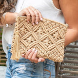 Chic Macrame Tassel Clutch for Stylish Beach Wear - Beach Babes Beachwear - Fort Lauderdale