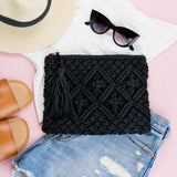 Chic Macrame Tassel Clutch for Stylish Beach Wear - Beach Babes Beachwear - Fort Lauderdale
