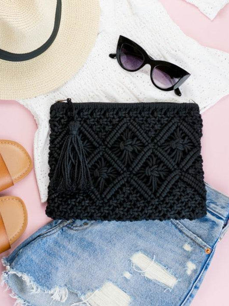 Chic Macrame Tassel Clutch for Stylish Beach Wear - Beach Babes Beachwear - Fort Lauderdale