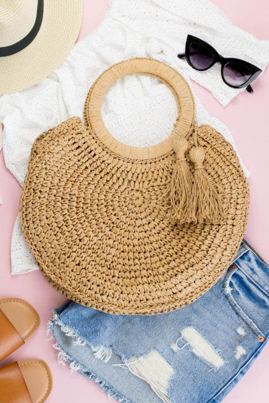 Chic Straw Tassel Tote - Perfect Beach Wear Accessory - Beach Babes Beachwear - Fort Lauderdale