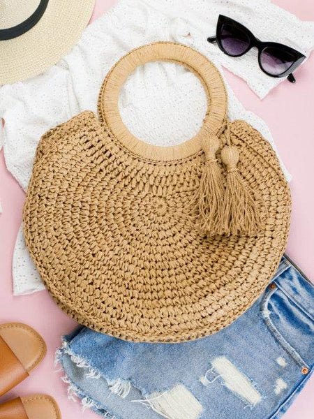 Chic Straw Tassel Tote - Perfect Beach Wear Accessory - Beach Babes Beachwear - Fort Lauderdale