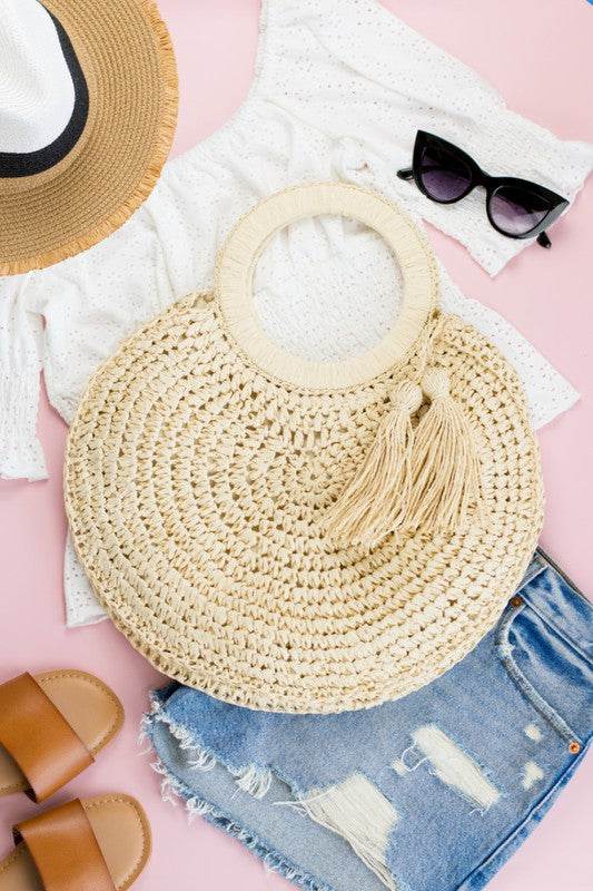 Chic Straw Tassel Tote - Perfect Beach Wear Accessory - Beach Babes Beachwear - Fort Lauderdale
