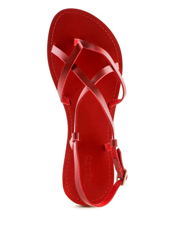 Strappy Leather Flat Sandals - Beach Babes Beachwear - Fort Lauderdale