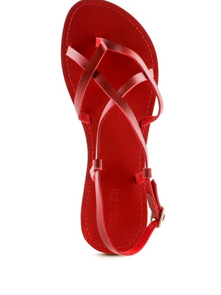 Strappy Leather Flat Sandals - Beach Babes Beachwear - Fort Lauderdale