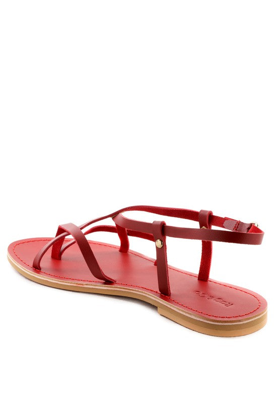 Strappy Leather Flat Sandals - Beach Babes Beachwear - Fort Lauderdale