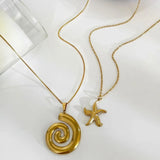 Elegant  18k gold starfish necklace with intricate starfish pendant on delicate gold chain