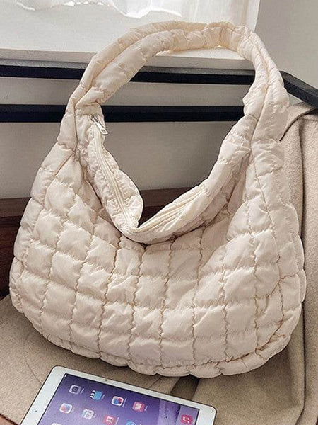 Beige Quilted Jennie Shoulder Bag - Perfect for Beach Wear - Beach Babes Beachwear - Fort Lauderdale