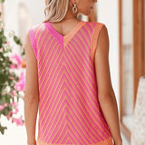Pink Chevron Knit Sleeveless Top - Perfect Beach Wear - Beach Babes Beachwear - Fort Lauderdale