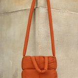 Babe Beachwear Jacie Puffer Mini Tote bag in burnt orange with padded quilting and long strap