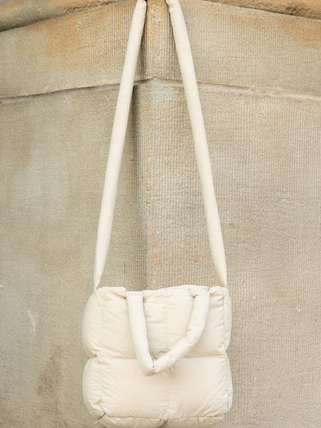 Babe Beachwear Jacie Puffer Mini Tote in cream with long padded straps and quilted design