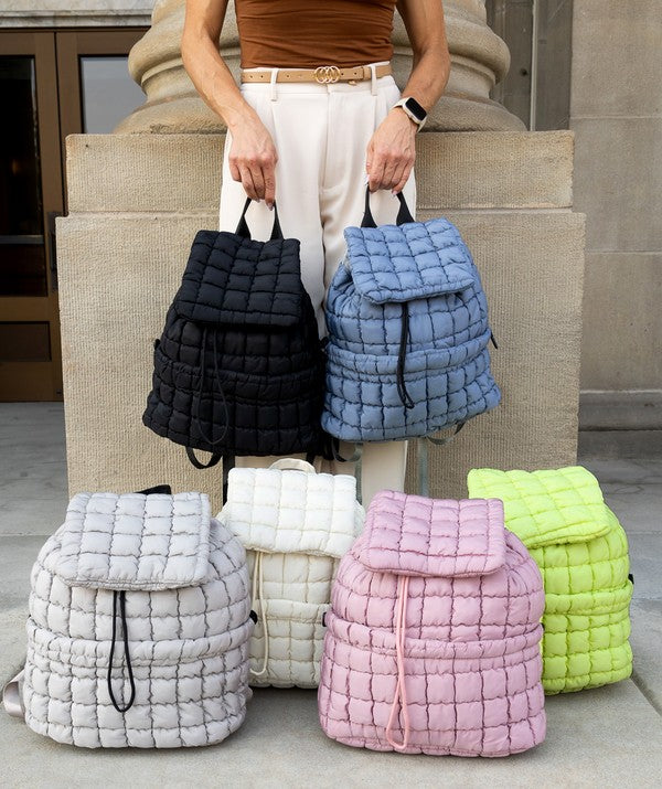 Babe Beachwaer Puffer Backpack Lightweight available in black blue white pink gray and neon green colors
