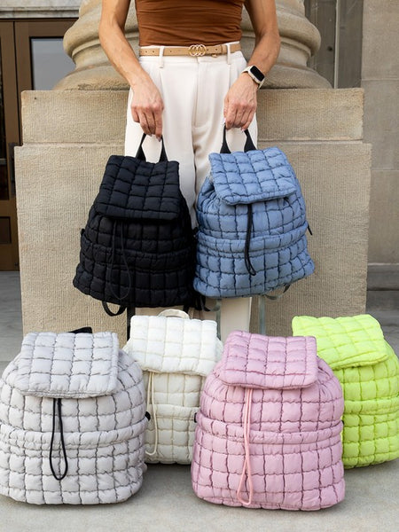 Babe Beachwaer Puffer Backpack Lightweight available in black blue white pink gray and neon green colors