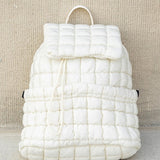 Babe Beachwear white Puffer Backpack Lightweight with quilted design and drawstring closure